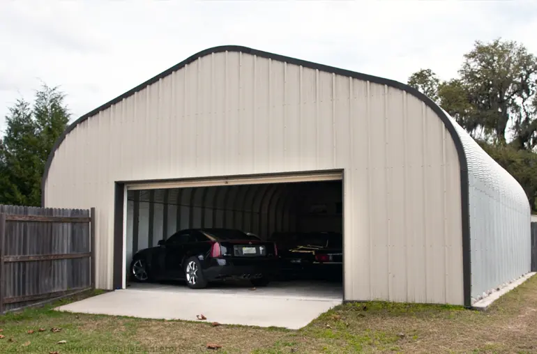 Clear-span design for multiple car storage.